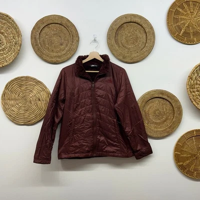 Abrigo Chaqueta Forrada de Vellón The North Face Mediano Rojo Granate Invierno Cálido Cremallera Foto 1 de 4