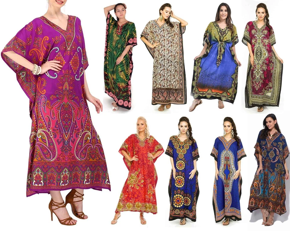 Long Boho Mumu Kaftan Dress Plus Size Women Caftan Maxi Tunic Night Gown - Image 1 of 1