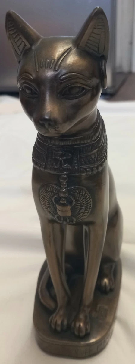 Atyhao Ägyptische Katzenstatue – Harz, Handbemalt, Verschiedene Größen (ca. 22-34,5 Cm), Schwarz-gold