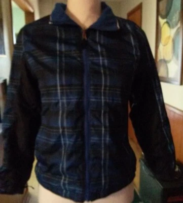 Chaqueta de otoño Faded Glory azul y negro talla grande (10-12) niñas 22 1/2" de largo Foto 1 de 4