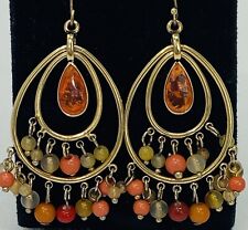 My Vintage Mom’S Gold Tone Designer Multi Color Chandelier Pierced Earrings