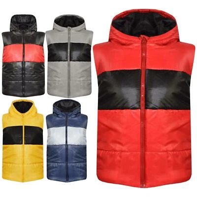 A2Z 4 KIDS® Kinder Kontrast Panel Jungen Mädchen ärmellose Weste Kapuze Bodywarmer Jacke 5-13
