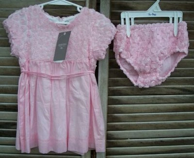 MAYORAL GIRL nwt pink rose dress & diaper cover set~NEW~24M~24 months~$51 retail - Image 1 of 4