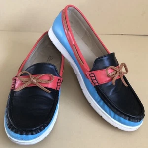 Loafers Block Colors Size EU 41 US 9.5 White Sole Red Blue Black Colors w/Box - Picture 1 of 9