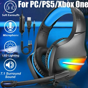 Pro Gaming Headset Mic 7.1 Surround Sound RGB USB Headphone for PS/Xbox ONE/PC - Photo 1/13