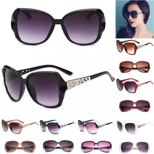 Women Ladies Oversized Square Sunglasses UV400 Protection Sparkling Shiny Frame - Picture 1 of 13