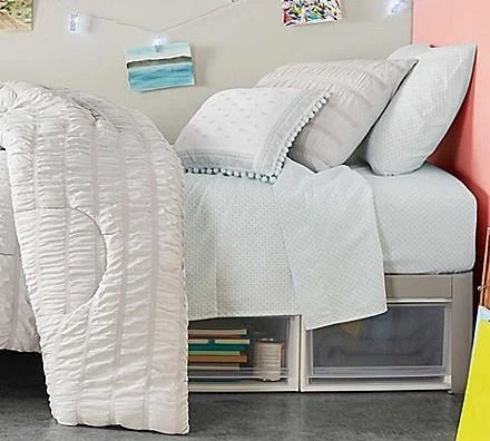 Girls Twin XL 6 PC Complete Bedding Comforter Set Gray Green Sham Pillow Sheets