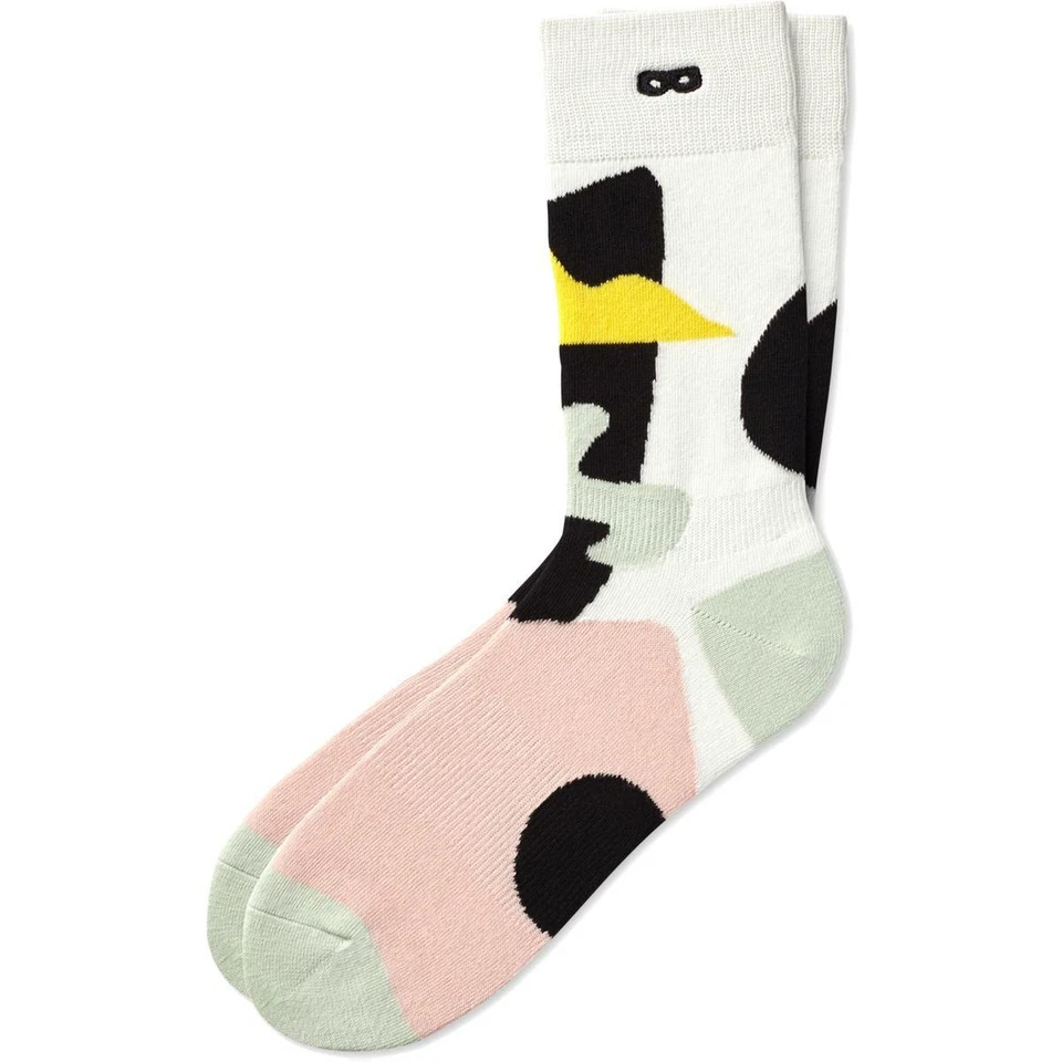 PAIR OF THIEVES White w/ Abstract Print Black Pink Green Crew Socks NEW 8-12 - Image 1 of 1
