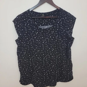 Vintage Womens Blouse Top T-Shirt Size 18 Black White Heart Print Boho Ladies - Picture 1 of 6