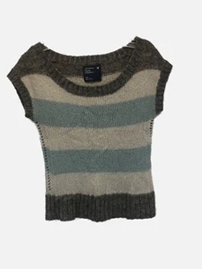 American Eagle Outfitters Wool Mohair Sweater Vest, Striped Grey Blue Size S - Picture 1 of 4