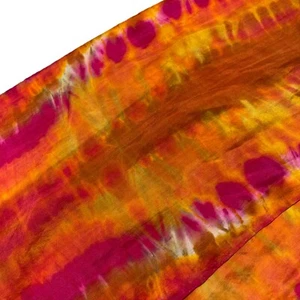 Womens Unbranded Rectangular Silk Scarf Orange Handmade Rolled Edges 57x11" - Picture 1 of 8