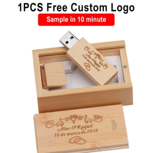 Fotografie Holz Geschenkbox USB Flash Drive 64GB Frei Logo Ahorn USB Stick 32GB - Bild 1 von 13
