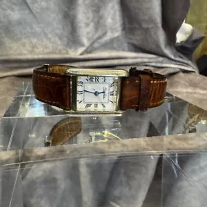 Carolee Sterling Silver Watch with Brown Leather Strap - Picture 1 of 7