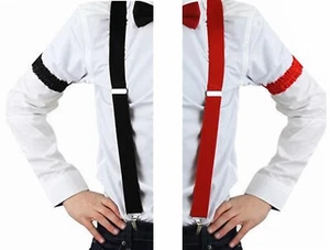 Red Black Arm Bands Garters Braces Mens Barber Shop Quartet 1920s Fancy Dress  - Picture 1 of 4