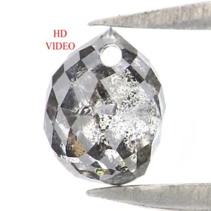 0.46 CT Natural Loose Briolette Diamond 4.60 MM Salt And Pepper Diamond LQ5636 - Picture 1 of 7