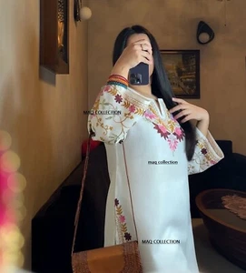 JUEGO DE 2 FOTOS KURAT DE ALGODÓN DE TRABAJO BORDADO INDIO CON PANTALÓN - Imagen 1 de 7