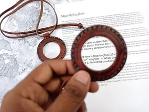 Magnifying Glass Nautical Vintage Leather Strap Necklace Magnifier Pendant - Picture 1 of 6