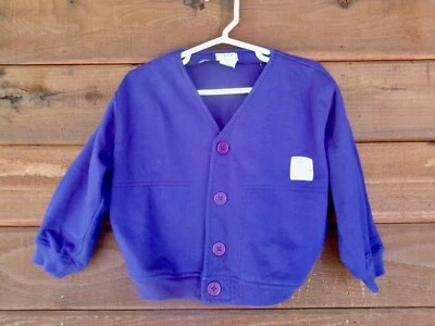 Cárdigan Vintage Esprit Niña Azul Real Botones Delanteros Bolsillos Blanco Logo Talla 4-5 Foto 1 de 4