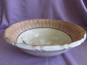 Studio Art Pottery Bowl Salt Glazed Heavy Stoneware 12" Brown & Tan Wenzel Woren - Picture 1 of 7