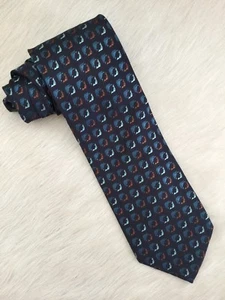 Ermenegildo Zegna Mens Silk Neck Tie Classic Navy Blue w/ Geometric Design ITALY - Picture 1 of 4