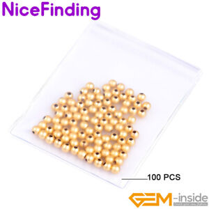 18K Yellow Gold Filled Ball Matte Spacer Loose Beads Jewelry Making 100 Pieces