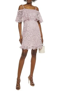 🆓US🛃 VALENTINO Vestido Rosa Lila Encaje Hombro Frío IT 38 - Imagen 1 de 18