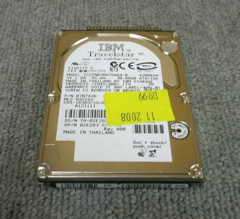 IBM TravelStar IC25N030ATDA04-0 07N7436 30GB 42000RPM 2MB ATA-100 2.5" HDD - Image 1 of 4