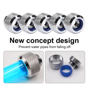 5x G1/4 Thread to 14mm OD Two-Touch Fitting Hard TUBE Water Cooling System Black - Afbeelding 1 van 9