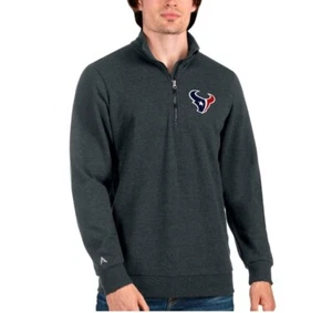 Houston Texans Antigua 1/4 Zip Pullover Sweatshirt Heathered Charcoal Mens Large - Picture 1 of 1