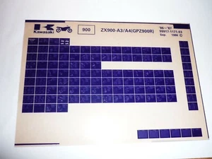  Kawasaki Microfiche ZR1000-A7 Zephyr (1000GTR) Części zamienne Motocykl Oryginalny - Zdjęcie 1 z 1