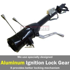 32" Auto Column Shift Tilt Steering Column w/ Key & 9Hole Wheel Adapter GM Black - Bild 1 von 6