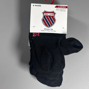 6 Paar K-SWISS Damen Fußeinlagen Socken schwarz Sockengröße 9-11 Schuhgröße 4-10 - Bild 1 von 6