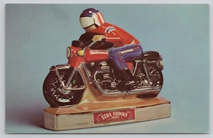 Motorcycle Ezra Brooks Whiskey Heritage China Ceramic Decanter Postcard - Picture 1 of 2