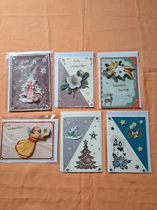 3 D Karten 6 Stück mit Kuvert, Weihnachten, 16 x 11 cm, Handarbeit, eigene Herst - Bild 1 von 3