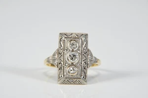 C25W05- Art Déco Gold 585 14kt Ring Diamanten zus. ca. 0,25ct - Bild 1 von 12