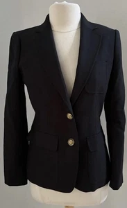 J. Crew Black Wool Rhodes Blazer Schoolboy Style C9131 Gold Buttons Size 6 EUC - Picture 1 of 5