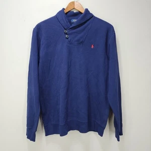 Polo Ralph Lauren Boys XL 18-20 Navy Blue Shawl Collar Pullover Sweatshirt - Picture 1 of 7