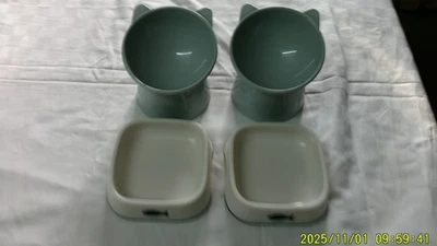 4 Katzen Trink oder Fressnapf, grau,weiß,gebraucht - Bild 1 von 4