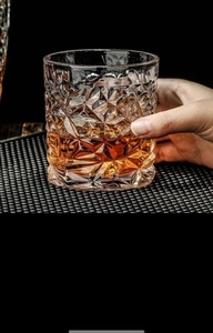 Vintage Diamond-Cut Glass Tumblers Set of 6 270ml Elegant Belgian Drinkware - Picture 1 of 6