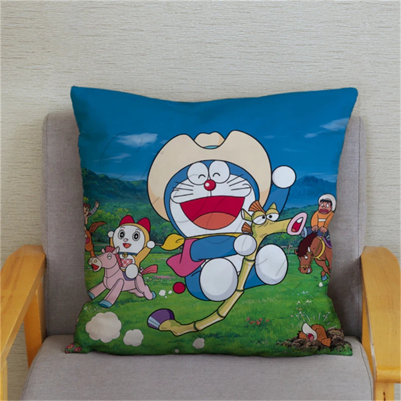 Japan Anime Doraemon Cushion Cover Cartoon Cute Robot Cat Print Pillow Case - Image 1 of 1