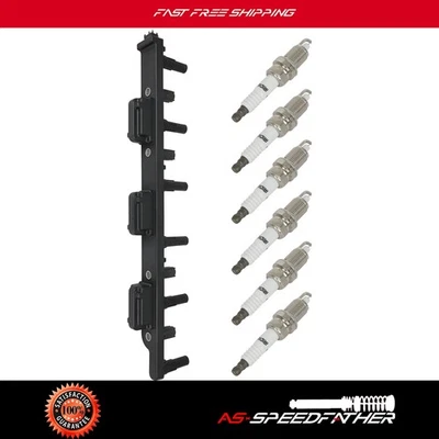 1 Ignition Coil and 6 Spark Plugs For Dodge B1500 B2500 B3500 1998 5.2L 5.9L - Image 1 of 4