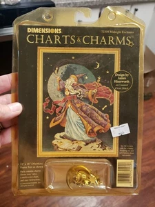 Dimensions Charts & Charms #72299 MIDNIGHT ENCHANTER WIZARD Vtg 1996 CHART CHARM - Picture 1 of 6