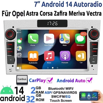 Apple Carplay Android 14 Für Opel Corsa C D Astra G H Meriva Autoradio GPS RDS - Bild 1 von 4