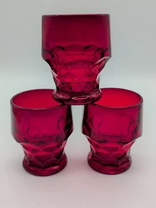 Vtg Viking Georgian Honeycomb Ruby Red Juice Glasses 3.5" Set Of 3 - Picture 1 of 5