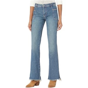 Free People We The Free Izzy Flare Jeans 29 Light Wash Raw Hem Boho - Bild 1 von 6