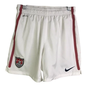 Nike Dri-Fit Soccer Shorts Boys Sz M 10/12 White Red Stripe US soccer Logo  - Picture 1 of 7