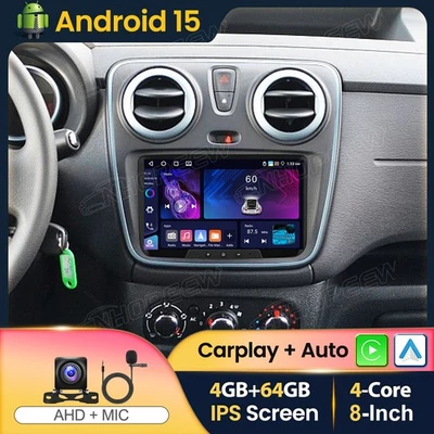 DAB+ 4+64GB Android 15 Carplay Autoradio GPS Navi Für Dacia Lodgy Dokker 2012-21 - Bild 1 von 4