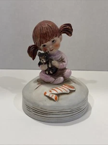 Gorham vintage 1974 “Moppets” Musical Bedtime Girl with bear Figurine - Picture 1 of 6