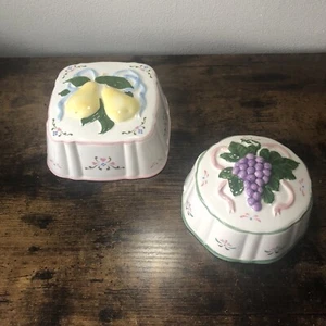 Kitchen wall molds Decor  ceramic handcrafted By Silvestri Lot Of 2 Pear&grape - Picture 1 of 24