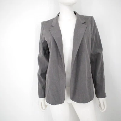 NUEVO CON ETIQUETAS Chaqueta Aqua Para Mujer Talla L Gris Frente Abierto Mangas Largas Traje Oficina Preppy Foto 1 de 4